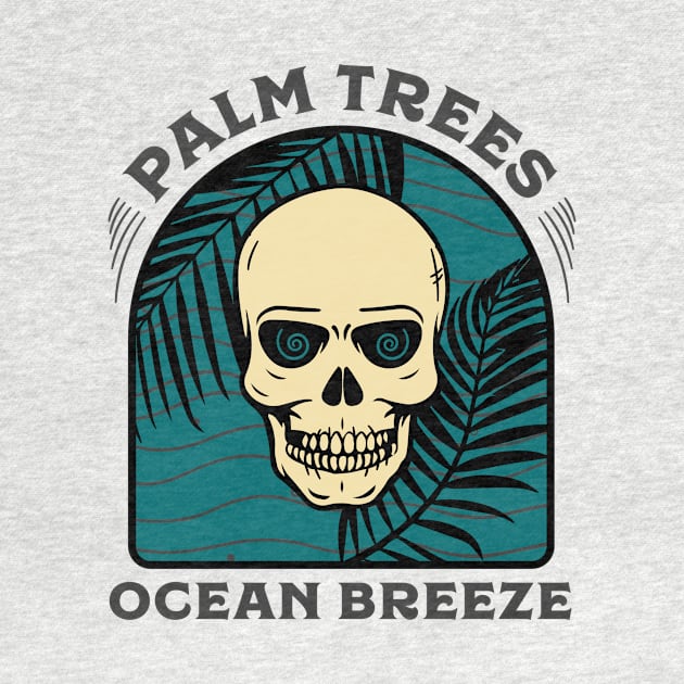 Skull, palm trees and ocean breeze by 4ntler